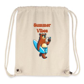 Der Strandbär - Summer Vibes Surfbär - Stanley/Stella recycelter Gym Bag - Naturweiß - Vorne
