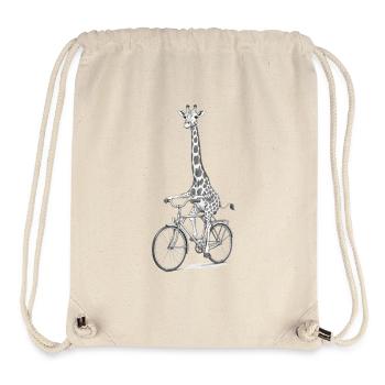 Giraffe auf dem Fahrrad Graustufen-Laune - Stanley/Stella recycelter Gym Bag - Naturweiß - Vorne