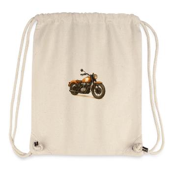 Moto vintage orange et crème stylisée - Sac à cordon recyclé Stanley/Stella - blanc naturel - Devant