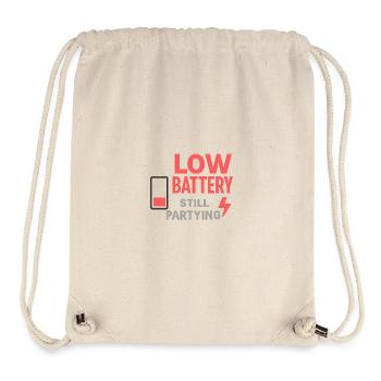 Batterie faible, toujours en train de faire la fête - Sac à cordon recyclé Stanley/Stella - blanc naturel - Devant
