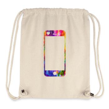 Téléphone portable avec coeur - Sac à cordon recyclé Stanley/Stella - blanc naturel - Devant