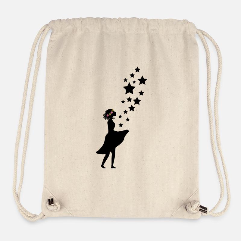 Blumen-Mädchen mit Sternenhimmel - Stanley/Stella recycelter Gym Bag - Naturweiß