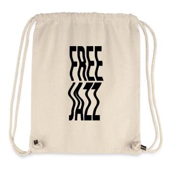 Logo en gradins de la typographie Free Jazz - Sac à cordon recyclé Stanley/Stella - blanc naturel - Devant