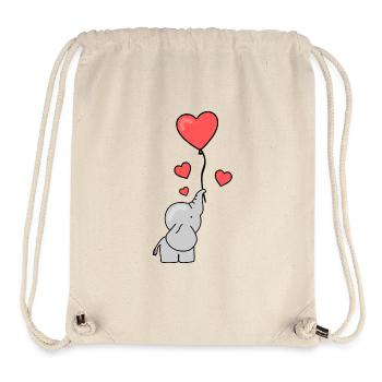 Elefantenillustration mit Herzen und Ballon - Stanley/Stella recycelter Gym Bag - Naturweiß - Vorne