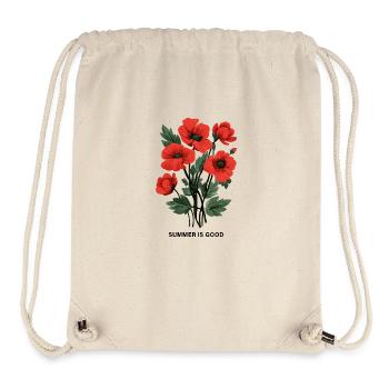 Bouquet de coquelicots rouges – L’ÉTÉ EST BON. - Sac à cordon recyclé Stanley/Stella - blanc naturel - Devant