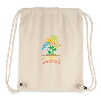 Sommerurlaub mit Palmen und Sonnenschirm - Stanley/Stella recycelter Gym Bag - Naturweiß - Vorne