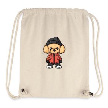 Caniche Chien Hiver - Sac à cordon recyclé Stanley/Stella - blanc naturel - Devant