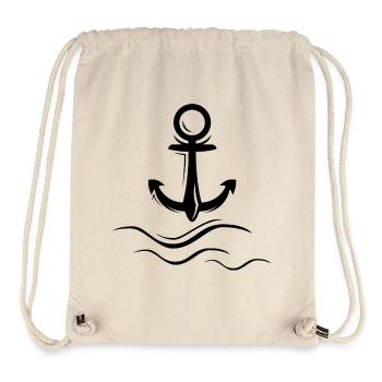 Anchor Waves Water Symbol Logo icon Illustration - Stanley/Stella Recycled Gym Bag - natural - Front