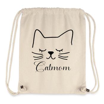 Katze Cat Mom Katzenmama Silhouette Umriss Lineart - Stanley/Stella recycelter Gym Bag - Naturweiß - Vorne