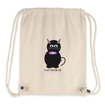 Glitzernder Katzen-Anhänger mit lila Halsband - Stanley/Stella recycelter Gym Bag - Naturweiß - Vorne