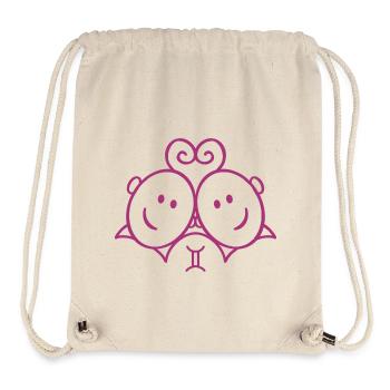 Gémeaux / Gémeaux / Zodiaque / Naissance - Sac à cordon recyclé Stanley/Stella - blanc naturel - Devant