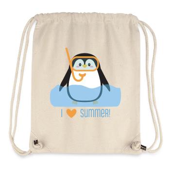 Pingouin nageur tendre - Sac à cordon recyclé Stanley/Stella - blanc naturel - Devant