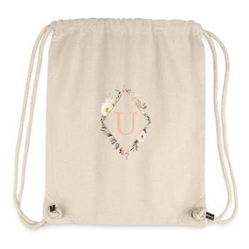 U monogramme, Floral, Boho - Sac à cordon recyclé Stanley/Stella - blanc naturel - Devant