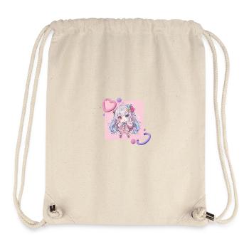 Pastell-Chibi Herzakzent - Stanley/Stella recycelter Gym Bag - Naturweiß - Vorne