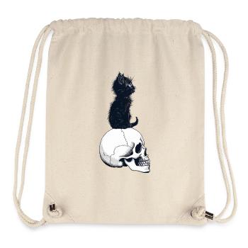 Chaton mignon assis sur un crâne - Sac à cordon recyclé Stanley/Stella - blanc naturel - Devant