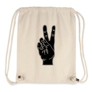 Schwarze Handgeste Frieden - Stanley/Stella recycelter Gym Bag - Naturweiß - Vorne
