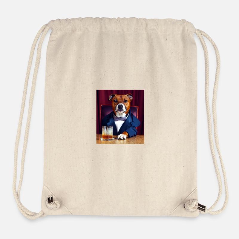 Chien gentleman en smoking - Sac à cordon recyclé Stanley/Stella - blanc naturel