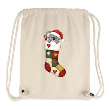 Niedlicher Cartoon-Koalabär in Weihnachtssocke - Stanley/Stella recycelter Gym Bag - Naturweiß - Vorne