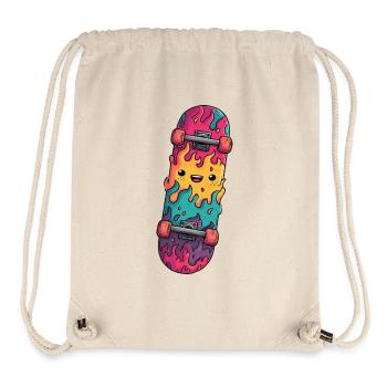 Flammen-Skateboard Lachendes Gesicht - Stanley/Stella recycelter Gym Bag - Naturweiß - Vorne