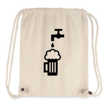 Robinet de chope à bière (Chope à bière, Chope à bière, Chope à bière noire) - Sac à cordon recyclé Stanley/Stella - blanc naturel - Devant