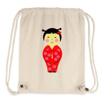 Petite Poupée Kokeshi Japonaise Kawaii - Sac à cordon recyclé Stanley/Stella - blanc naturel - Devant