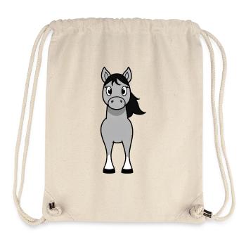 Grauer Pony mit schwarzer Mähne - Stanley/Stella recycelter Gym Bag - Naturweiß - Vorne