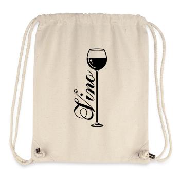 Verre de symbole de vin - Sac à cordon recyclé Stanley/Stella - blanc naturel - Devant