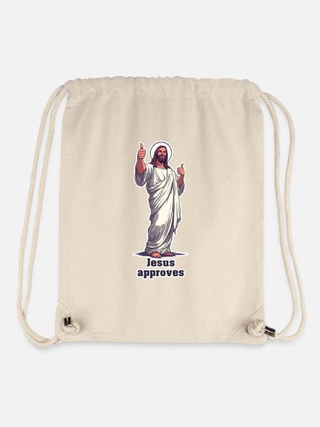 Jésus approuve - Sac à cordon recyclé Stanley/Stella - blanc naturel