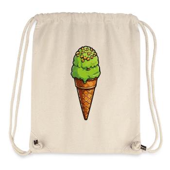 Glace verte pistache sur zone gaufre - Sac à cordon recyclé Stanley/Stella - blanc naturel - Devant