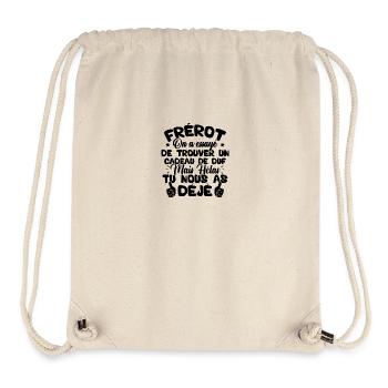 Frérot on a essayé de trouver un cadeau - Sac à cordon recyclé Stanley/Stella - blanc naturel - Devant