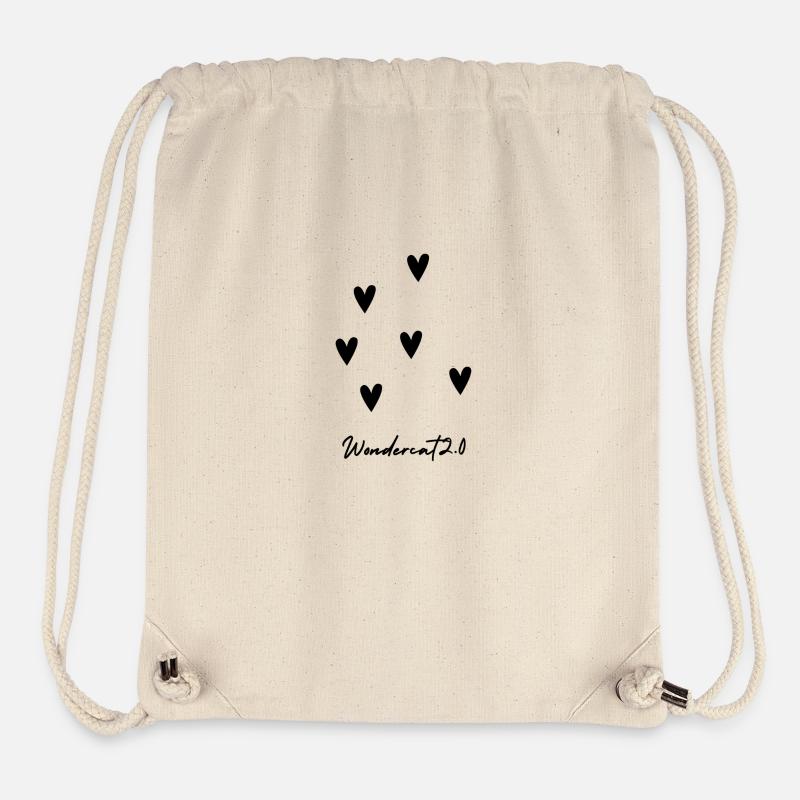 Wondercat 2 0 COEURS NOIRS - Sac à cordon recyclé Stanley/Stella - blanc naturel