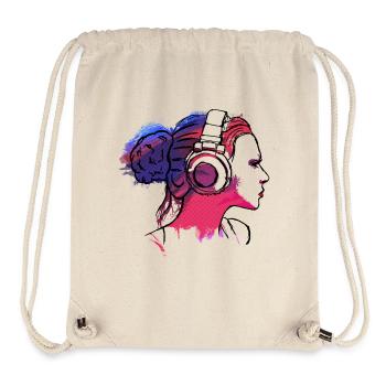 girl with headphones, woman with headphones - Stanley/Stella recycelter Gym Bag - Naturweiß - Vorne