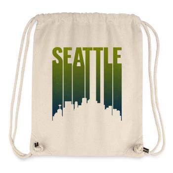 Dégradé vert de la silhouette de la ligne de Seattle - Sac à cordon recyclé Stanley/Stella - blanc naturel - Devant