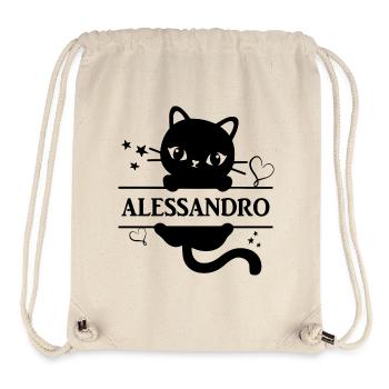 T-Shirt Alessandro T-Shirt Katze Geschenkidee Katze Katze - Stanley/Stella recycelter Gym Bag - Naturweiß - Vorne