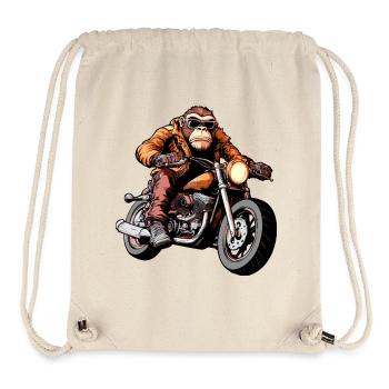 Affen Motorradfahrer / Motorrad Affe - Stanley/Stella recycelter Gym Bag - Naturweiß - Vorne