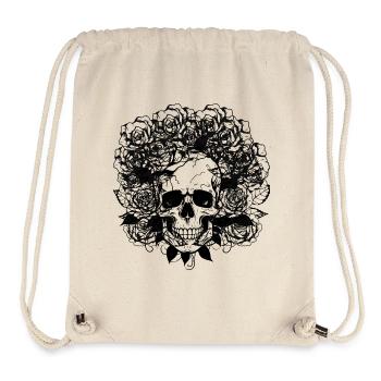 Skull & Roses – Dunkler floraler Kontrast - Stanley/Stella recycelter Gym Bag - Naturweiß - Vorne