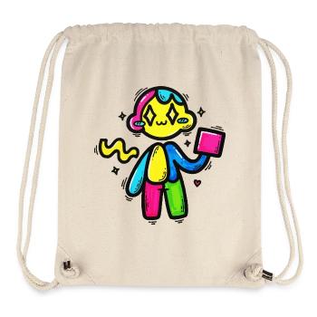 Bunter Doodle-Roboter mit Block - Stanley/Stella recycelter Gym Bag - Naturweiß - Vorne