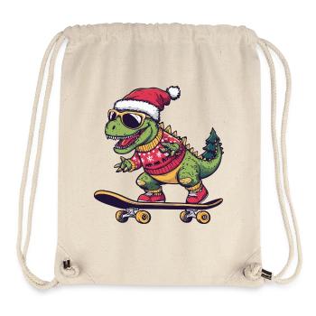 Dinosaure stégosaure Noël drôle - Sac à cordon recyclé Stanley/Stella - blanc naturel - Devant