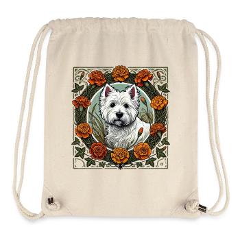 Westie in orangefarbenem Blumenrahmen - Stanley/Stella recycelter Gym Bag - Naturweiß - Vorne