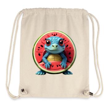 Tortue melon dans le cœur du fruit - Sac à cordon recyclé Stanley/Stella - blanc naturel - Devant