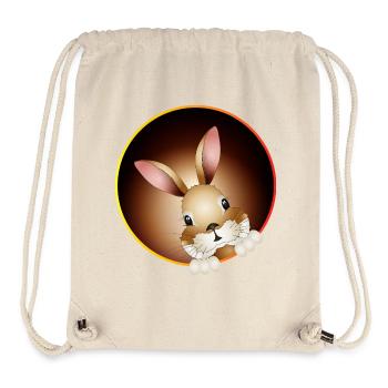Un lapin curieux sort du terrier du lapin - Sac à cordon recyclé Stanley/Stella - blanc naturel - Devant