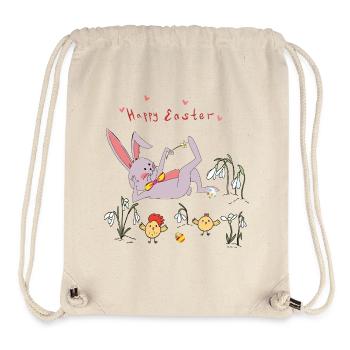 Lapin de Pâques avec poussins - Sac à cordon recyclé Stanley/Stella - blanc naturel - Devant
