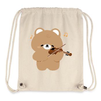 Bear Violinist Charme - Stanley/Stella recycelter Gym Bag - Naturweiß - Vorne