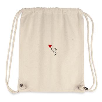 Strichfigur mit Herz Luftballon - Stanley/Stella recycelter Gym Bag - Naturweiß - Vorne