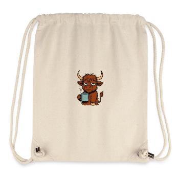 Highland beef with coffee mug - Stanley/Stella Recycled Gym Bag - natural - Front