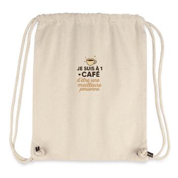 Je suis à 1 café d’être une meilleure personne - Sac à cordon recyclé Stanley/Stella - blanc naturel - Devant