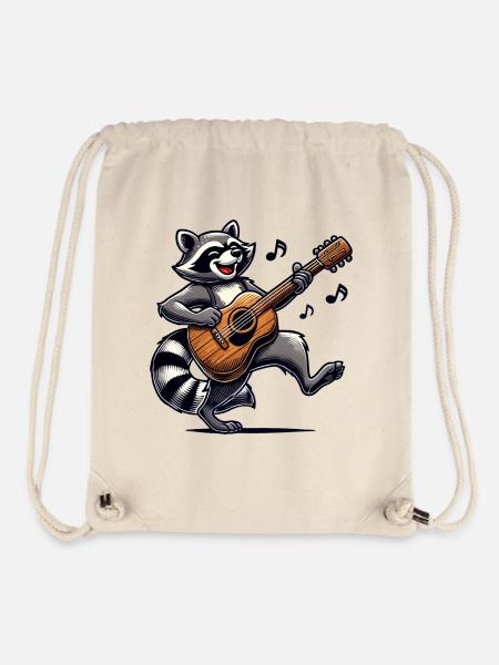 Waschbär Gitarre Musik - Stanley/Stella recycelter Gym Bag - Naturweiß