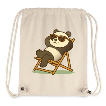 Relaxed panda with sunglasses in deck chair - Stanley/Stella Recycled Gym Bag - natural - Front