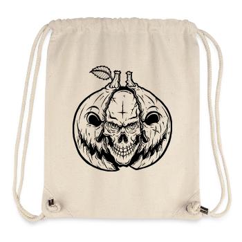 Creepy Halloween Skull Pumpkin – Spooky Pumpkin - Stanley/Stella Recycled Gym Bag - natural - Front