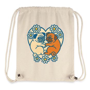 Verspieltes Mops-Paar-Herz-Design - Stanley/Stella recycelter Gym Bag - Naturweiß - Vorne